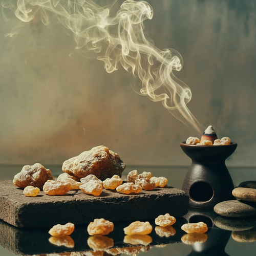 Raw Frankincense Resin with smoke